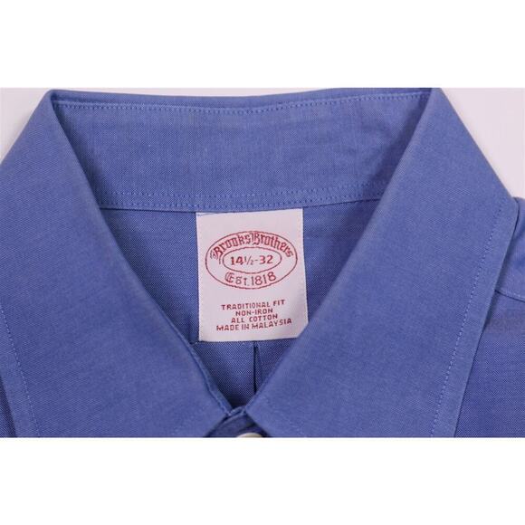 Brooks Brothers Blue Non-Iron Traditional Fit Cotton Dress Shirt 14.5-32 - Picture 6 of 6